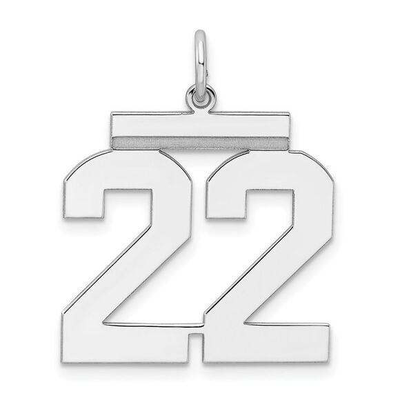 Sterling Silver Athletic Collection Large Polished Number 22 Pendant